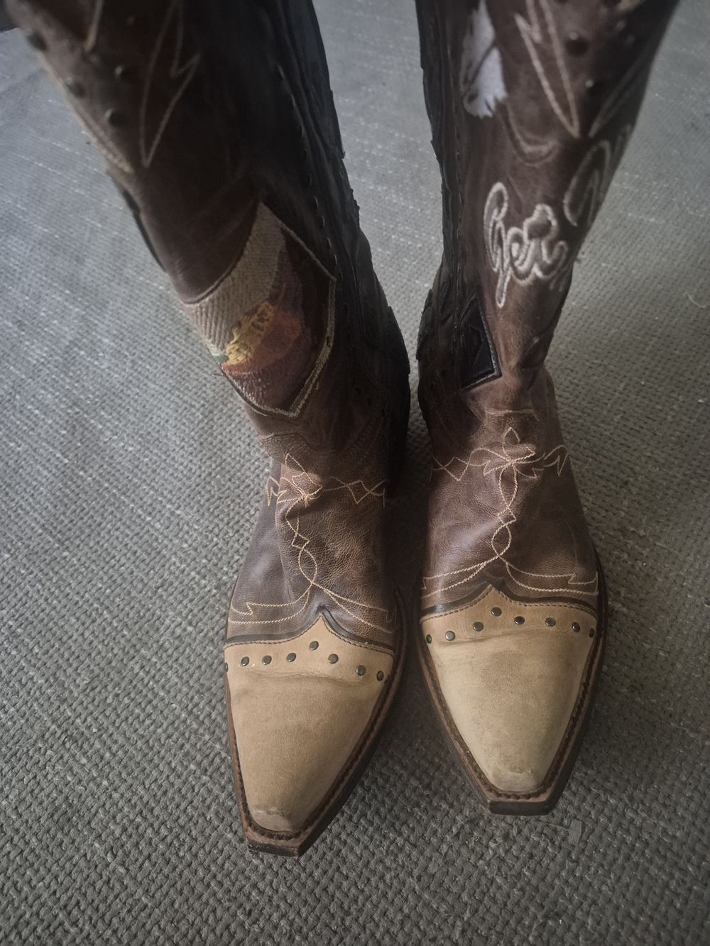 Old Gringo Brown Western Patchwork Embroidered Cowboy Boots - Picture 5 of 8